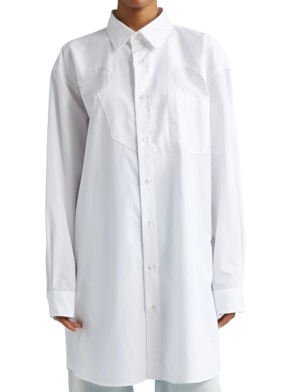 $1355 Maison Margiela Women's Oversized Cotton Shirt Dress White Size 40 / US 4